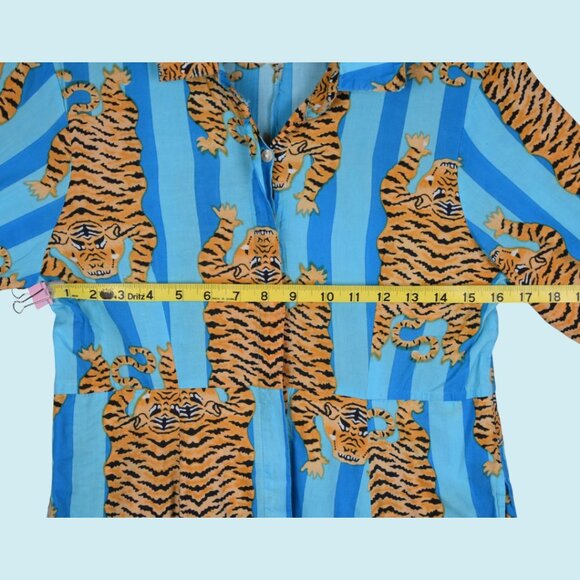 Tuckernuck Guadalupe Dress Size Medium Blue Striped Luciana Tibet Tiger Maxi - Picture 10 of 15